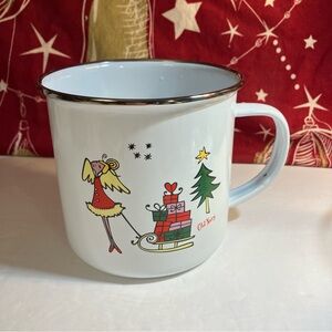 Old Navy Enamelware Oversized Christmas Mug Angel Gifts Stars